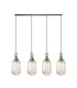 Yorktown Linear 4 Light Pendant 20cm Tubular Ribbed Glass Antique Silver/Matt Black Champagne-4