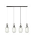 Yorktown Linear 4 Light Pendant 20cm Almond Ribbed Glass Antique Silver/Matt Black Clear-1