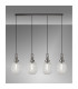 Yorktown Linear 4 Light Pendant 20cm Almond Ribbed Glass Antique Silver/Matt Black Clear-3
