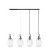 Yorktown Linear 4 Light Pendant 20cm Almond Ribbed Glass Antique Silver/Matt Black Clear-4