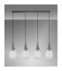 Yorktown Linear 4 Light Pendant 20cm Almond Ribbed Glass Antique Silver/Matt Black Clear-10
