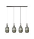 Yorktown Linear 4 Light Pendant 20cm Almond Ribbed Glass Antique Silver/Matt Black Smoked-1