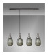 Yorktown Linear 4 Light Pendant 20cm Almond Ribbed Glass Antique Silver/Matt Black Smoked-3