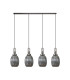 Yorktown Linear 4 Light Pendant 20cm Almond Ribbed Glass Antique Silver/Matt Black Smoked-4