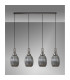 Yorktown Linear 4 Light Pendant 20cm Almond Ribbed Glass Antique Silver/Matt Black Smoked-10