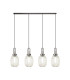 Yorktown Linear 4 Light Pendant 20cm Almond Ribbed Glass Antique Silver/Matt Black Champagne-1