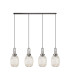 Yorktown Linear 4 Light Pendant 20cm Almond Ribbed Glass Antique Silver/Matt Black Champagne-4