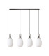 Yorktown Linear 4 Light Pendant 20cm Almond Ribbed Glass Antique Silver/Matt Black Opal-4