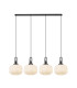 Yorktown Linear Pendant 4 x E27 Black Chrome/Matt Black 30cm Pumpkin Shaped Ribbed Opal Glass-1