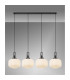 Yorktown Linear Pendant 4 x E27 Black Chrome/Matt Black 30cm Pumpkin Shaped Ribbed Opal Glass-3