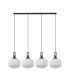 Yorktown Linear Pendant 4 x E27 Black Chrome/Matt Black 30cm Pumpkin Shaped Ribbed Opal Glass-4