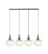 Yorktown Linear Pendant 4 x E27 Black Chrome/Matt Black 30cm Pumpkin Shaped Ribbed Clear Glass-1