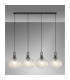 Yorktown Linear Pendant 4 x E27 Black Chrome/Matt Black 30cm Pumpkin Shaped Ribbed Clear Glass-3