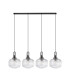 Yorktown Linear Pendant 4 x E27 Black Chrome/Matt Black 30cm Pumpkin Shaped Ribbed Clear Glass-4