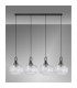 Yorktown Linear Pendant 4 x E27 Black Chrome/Matt Black 30cm Pumpkin Shaped Ribbed Clear Glass-11
