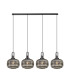 Yorktown Linear Pendant 4 x E27 Black Chrome/Matt Black 30cm Pumpkin Shaped Ribbed Smoked Glass-1