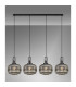 Yorktown Linear Pendant 4 x E27 Black Chrome/Matt Black 30cm Pumpkin Shaped Ribbed Smoked Glass-3
