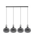Yorktown Linear Pendant 4 x E27 Black Chrome/Matt Black 30cm Pumpkin Shaped Ribbed Smoked Glass-4