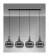 Yorktown Linear Pendant 4 x E27 Black Chrome/Matt Black 30cm Pumpkin Shaped Ribbed Smoked Glass-11