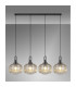 Yorktown Linear Pendant 4 x E27 Black Chrome/Matt Black 30cm Pumpkin Shaped Ribbed Champagne Glass-3