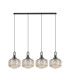 Yorktown Linear Pendant 4 x E27 Black Chrome/Matt Black 30cm Pumpkin Shaped Ribbed Champagne Glass-4
