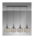 Yorktown Linear Pendant 4 x E27 Black Chrome/Matt Black 30cm Pumpkin Shaped Ribbed Champagne Glass-11
