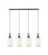 Yorktown Linear 4 Light Pendant 20cm Tubular Ribbed Glass Black Chrome/Matt Black Opal-1