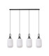 Yorktown Linear 4 Light Pendant 20cm Tubular Ribbed Glass Black Chrome/Matt Black Opal-4