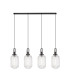 Yorktown Linear 4 Light Pendant 20cm Tubular Ribbed Glass Black Chrome/Matt Black Clear-1