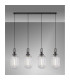 Yorktown Linear 4 Light Pendant 20cm Tubular Ribbed Glass Black Chrome/Matt Black Clear-3
