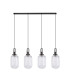 Yorktown Linear 4 Light Pendant 20cm Tubular Ribbed Glass Black Chrome/Matt Black Clear-4