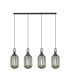 Yorktown Linear 4 Light Pendant 20cm Tubular Ribbed Glass Black Chrome/Matt Black Smoked-1
