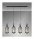 Yorktown Linear 4 Light Pendant 20cm Tubular Ribbed Glass Black Chrome/Matt Black Smoked-3