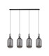 Yorktown Linear 4 Light Pendant 20cm Tubular Ribbed Glass Black Chrome/Matt Black Smoked-4