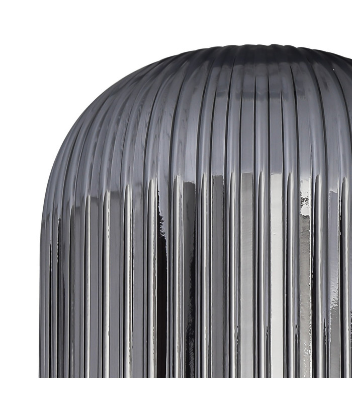 Yorktown Linear 4 Light Pendant 20cm Tubular Ribbed Glass Black Chrome/Matt Black Smoked-8