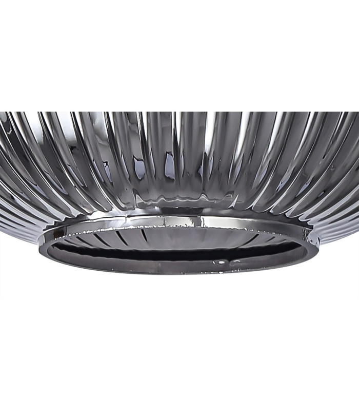 Yorktown Linear 4 Light Pendant 20cm Tubular Ribbed Glass Black Chrome/Matt Black Smoked-10
