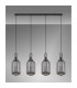 Yorktown Linear 4 Light Pendant 20cm Tubular Ribbed Glass Black Chrome/Matt Black Smoked-11