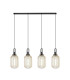Yorktown Linear 4 Light Pendant 20cm Tubular Ribbed Glass Black Chrome/Matt Black Champagne-1