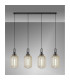 Yorktown Linear 4 Light Pendant 20cm Tubular Ribbed Glass Black Chrome/Matt Black Champagne-3
