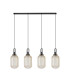 Yorktown Linear 4 Light Pendant 20cm Tubular Ribbed Glass Black Chrome/Matt Black Champagne-4