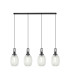 Yorktown Linear 4 Light Pendant 20cm Almond Ribbed Glass Black Chrome/Matt Black Clear-1