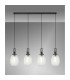 Yorktown Linear 4 Light Pendant 20cm Almond Ribbed Glass Black Chrome/Matt Black Clear-3