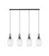 Yorktown Linear 4 Light Pendant 20cm Almond Ribbed Glass Black Chrome/Matt Black Clear-4