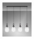 Yorktown Linear 4 Light Pendant 20cm Almond Ribbed Glass Black Chrome/Matt Black Clear-10