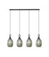 Yorktown Linear 4 Light Pendant 20cm Almond Ribbed Glass Black Chrome/Matt Black Smoked-1