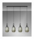 Yorktown Linear 4 Light Pendant 20cm Almond Ribbed Glass Black Chrome/Matt Black Smoked-3