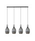 Yorktown Linear 4 Light Pendant 20cm Almond Ribbed Glass Black Chrome/Matt Black Smoked-4