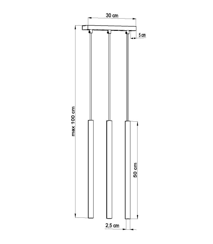 3 Light Staight Bar Drop Pendant White, G9 - 2