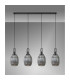 Yorktown Linear 4 Light Pendant 20cm Almond Ribbed Glass Black Chrome/Matt Black Smoked-10