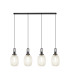 Yorktown Linear 4 Light Pendant 20cm Almond Ribbed Glass Black Chrome/Matt Black Champagne-1